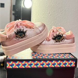 Kurt Geiger Pink Glitter Eye Sneakers